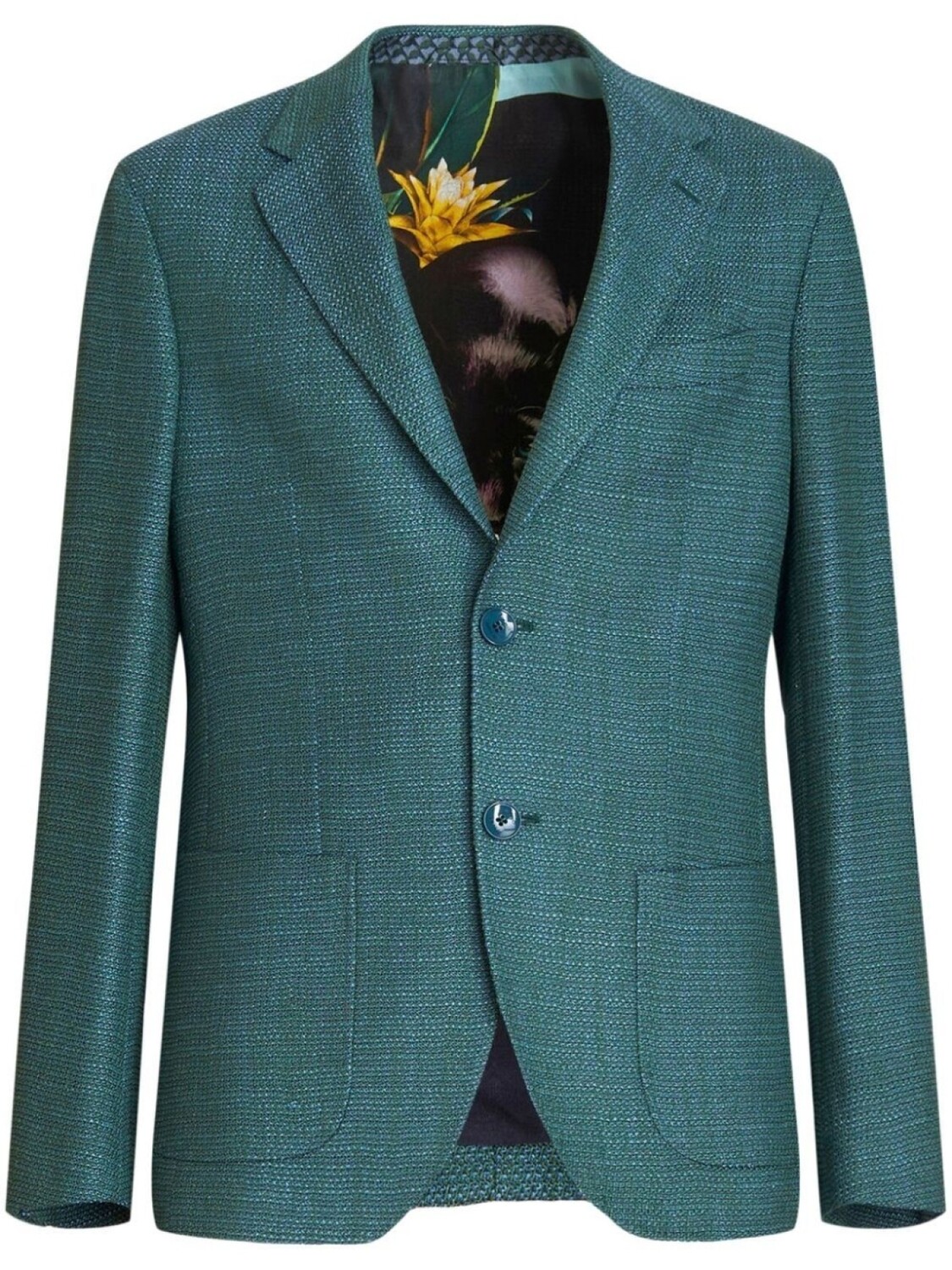 

Однобортный твидовый пиджак ETRO, зеленый