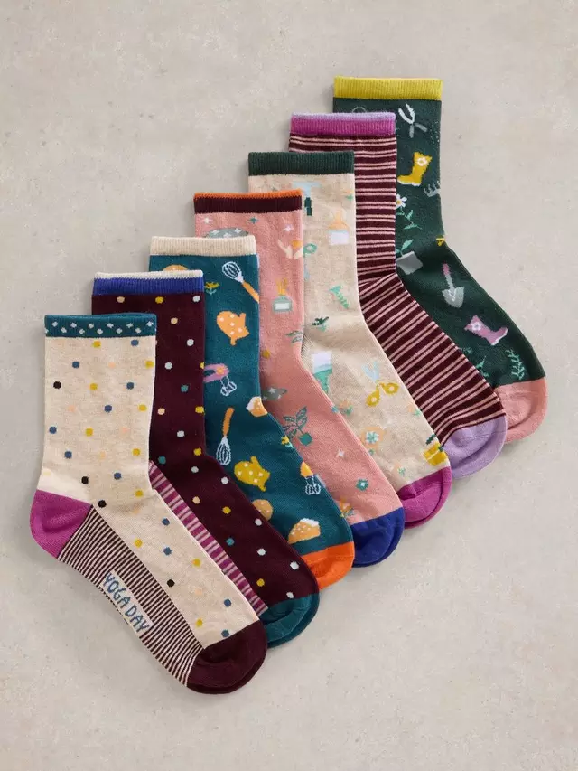 

Носки White Stuff Mixed Print Ankle 7 шт, разноцветный