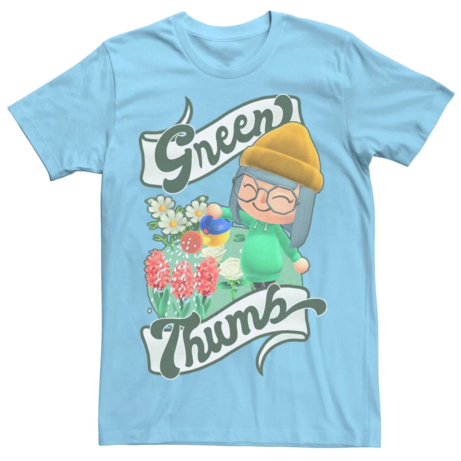 

Мужская зеленая футболка Animal Crossing New Horizons для большого пальца Villager Licensed Character, Зеленый