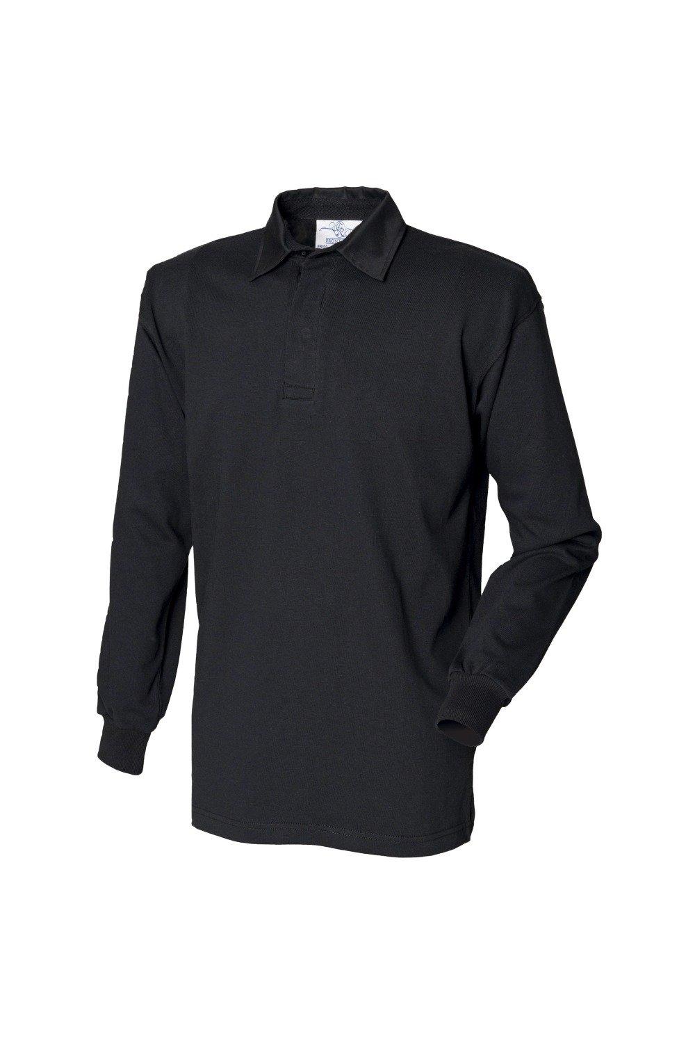Классическая рубашка-поло для регби с длинным рукавом Front Row, черный