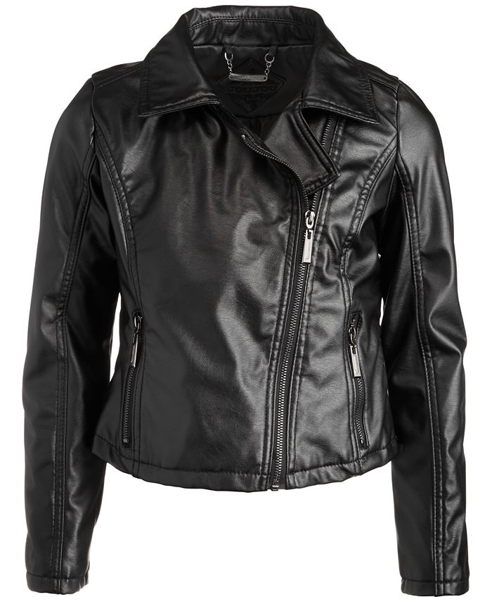Мотоциклетная куртка из искусственной кожи с молнией во всю длину для больших девочек Jou Jou, черный