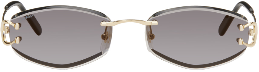 солнцезащитные очки с градиентом sting желтый Золотые солнцезащитные очки Signature C с геометрическим узором из металла Cartier