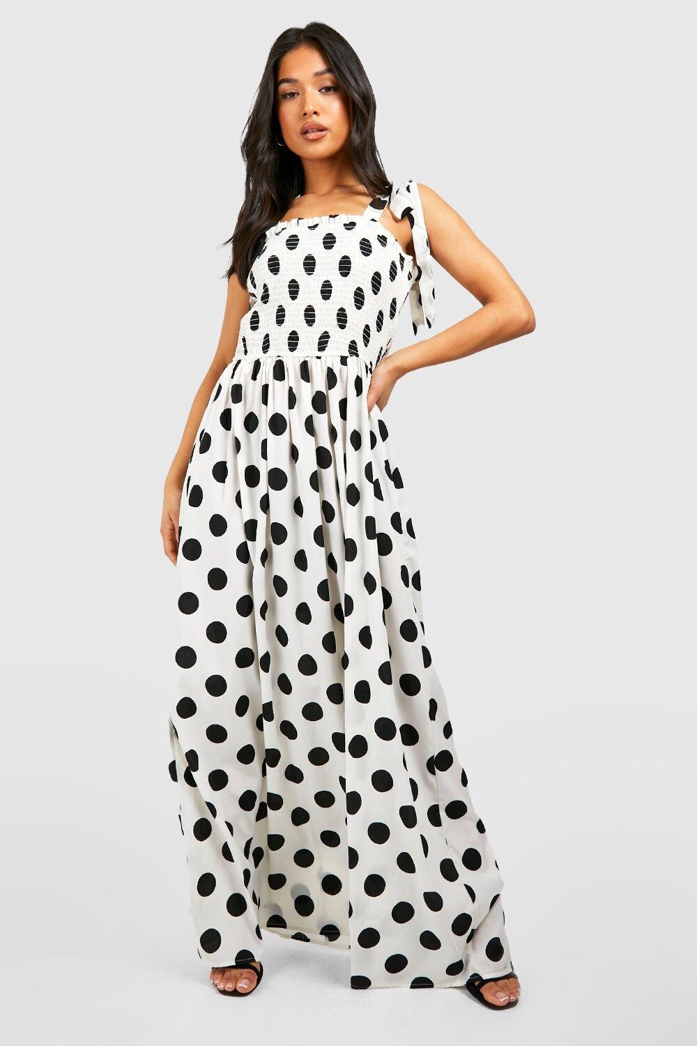 

Платье макси с прибором на плечах petite spot Boohoo, белый