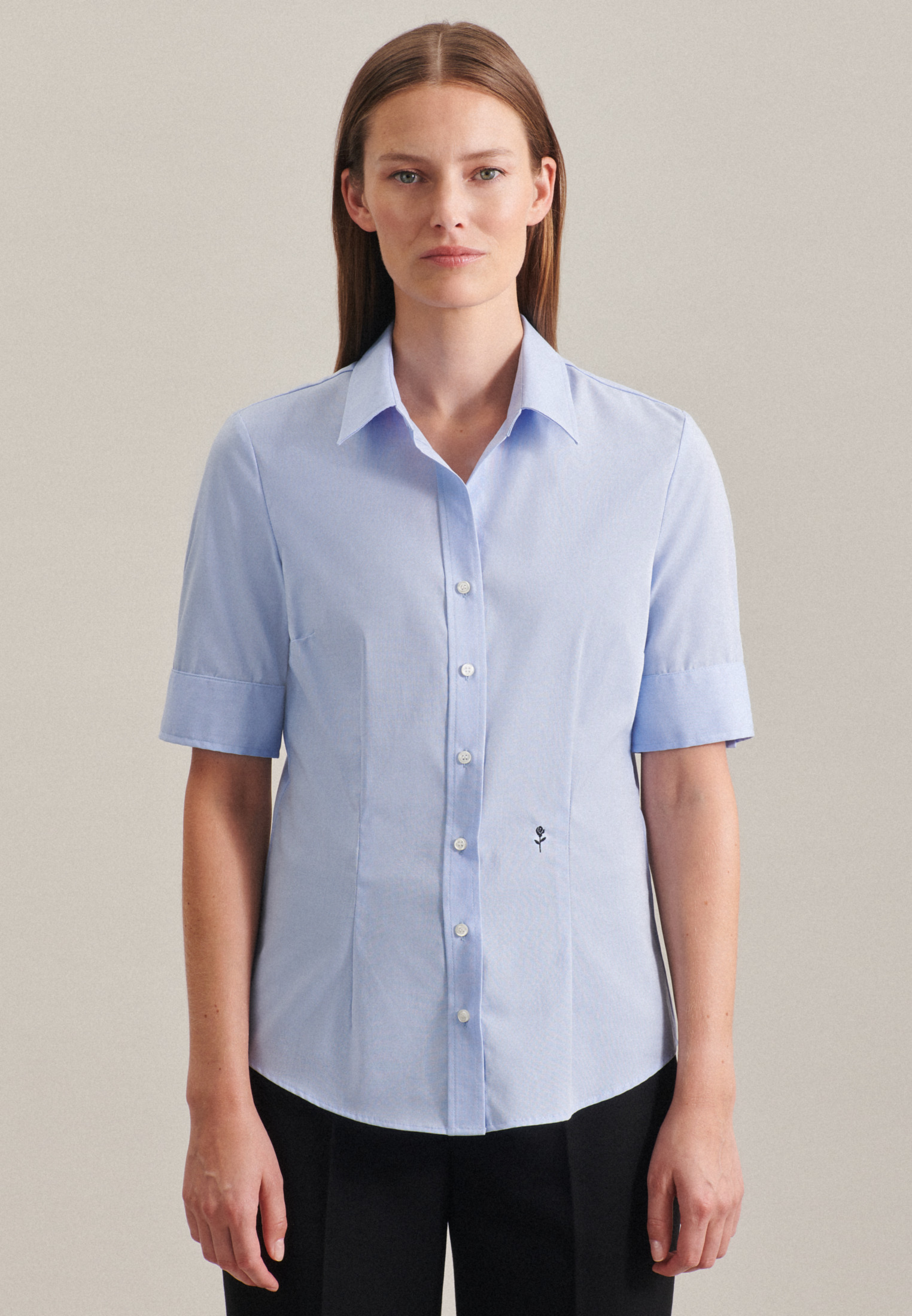 Блуза Seidensticker Hemd Slim Fit, светло-синий