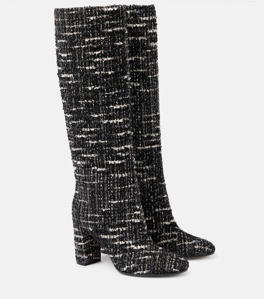 

Сапоги до колена из букле Gianvito Rossi, черный