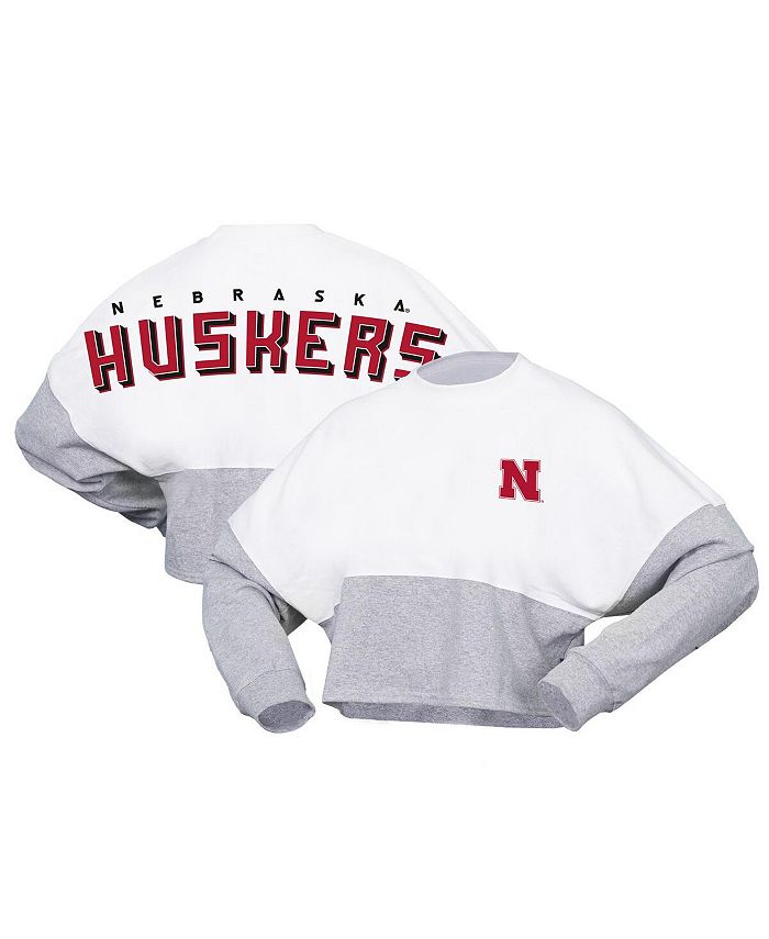 

Женская белая укороченная футболка из джерси с длинными рукавами Nebraska Huskers Heather Block Spirit Jersey, белый