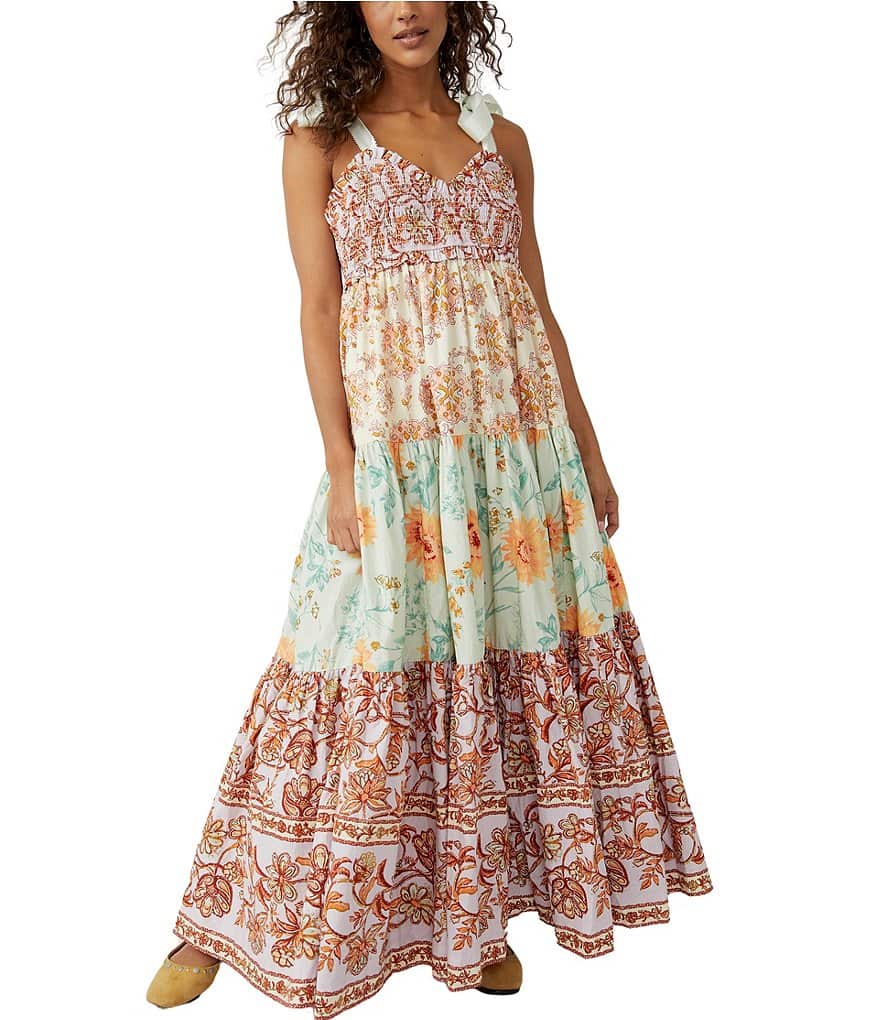 Платье макси без рукавов с v-образным вырезом и цветочным принтом Free People Bluebell, цветочный