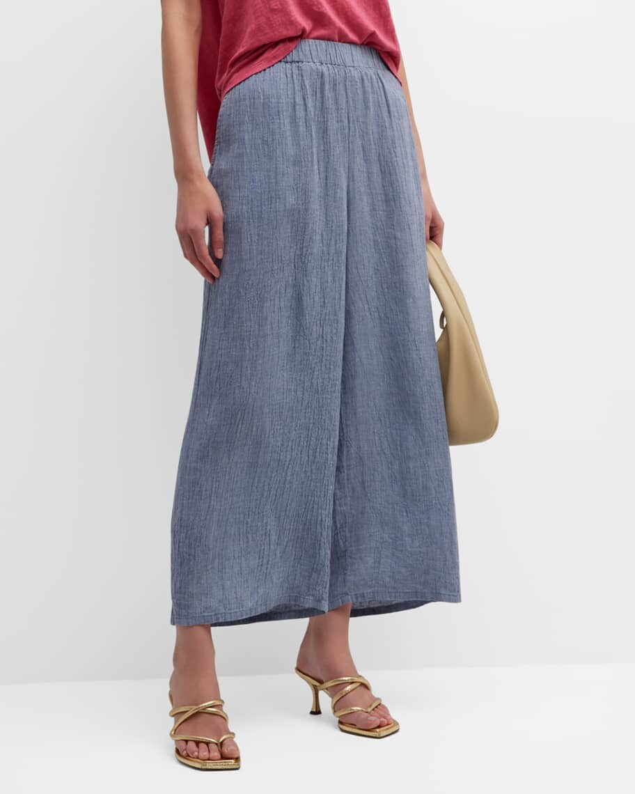 

Укороченные широкие брюки Petite с жатой отделкой Eileen Fisher