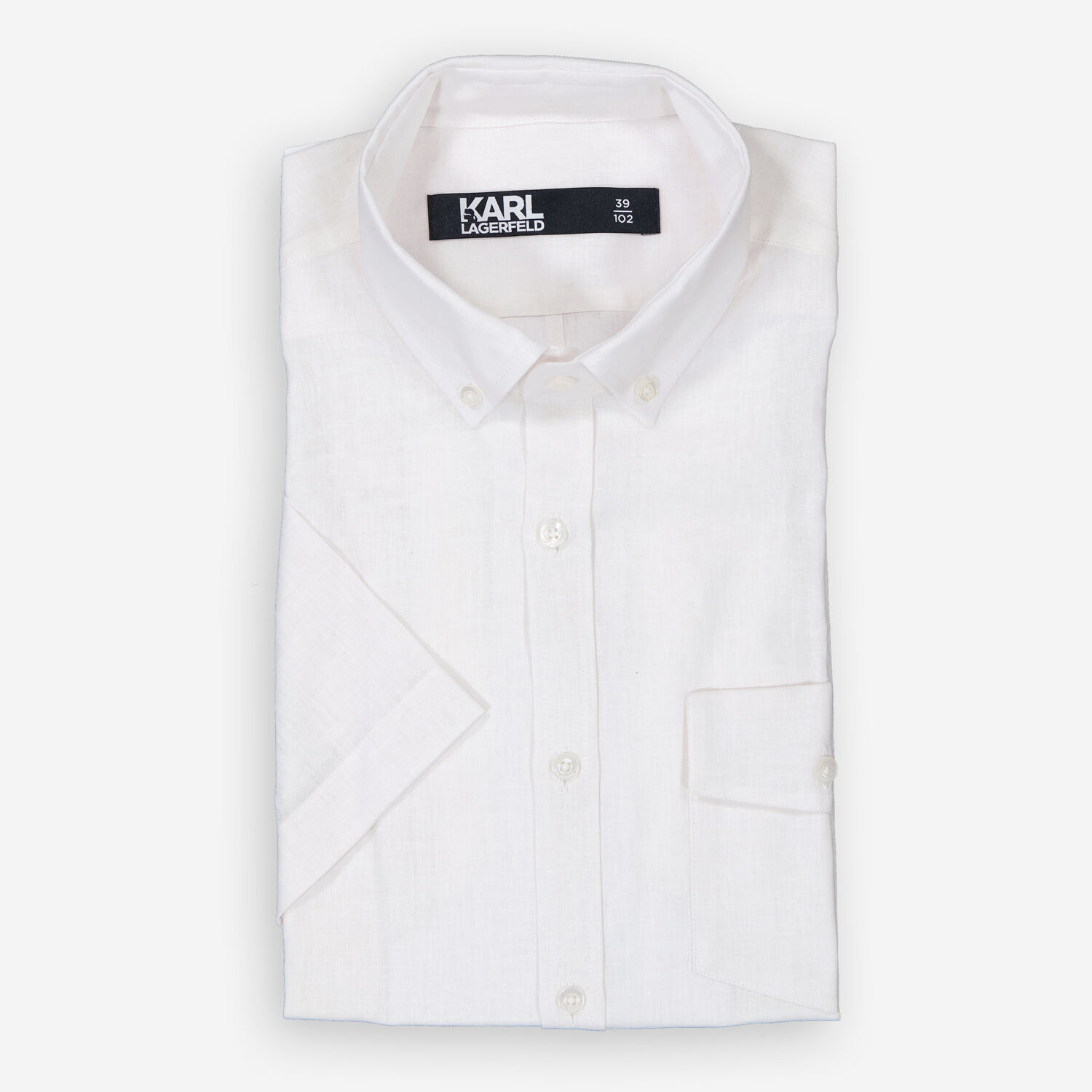 Белая классическая рубашка из смесового льна современного кроя Karl Lagerfeld