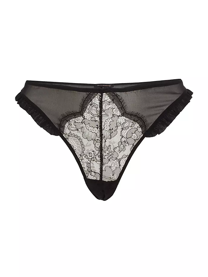 

Кружевные стринги Cadeau с рюшами Kiki De Montparnasse, черный