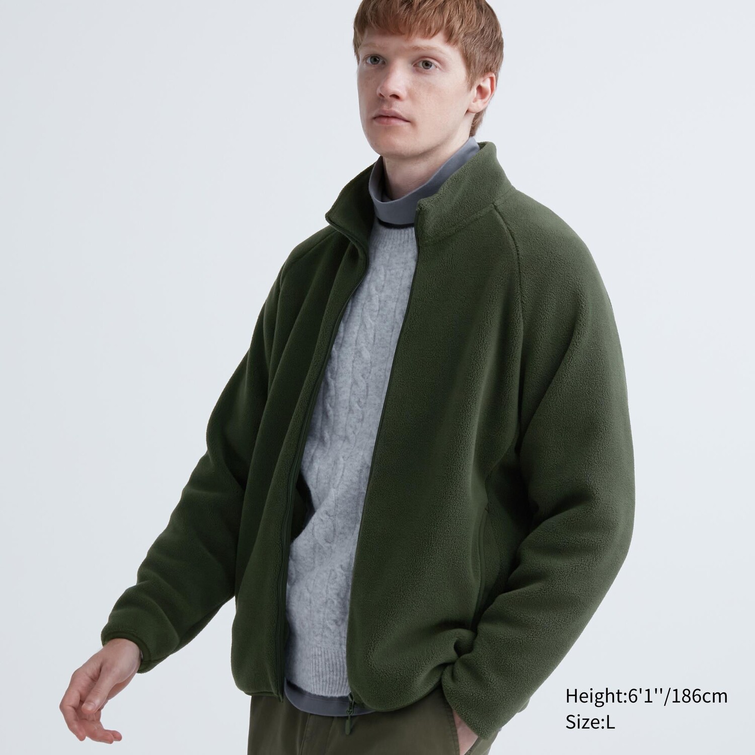 

Флисовая толстовка на молнии Zipped Uniqlo, оливковый, Зеленый