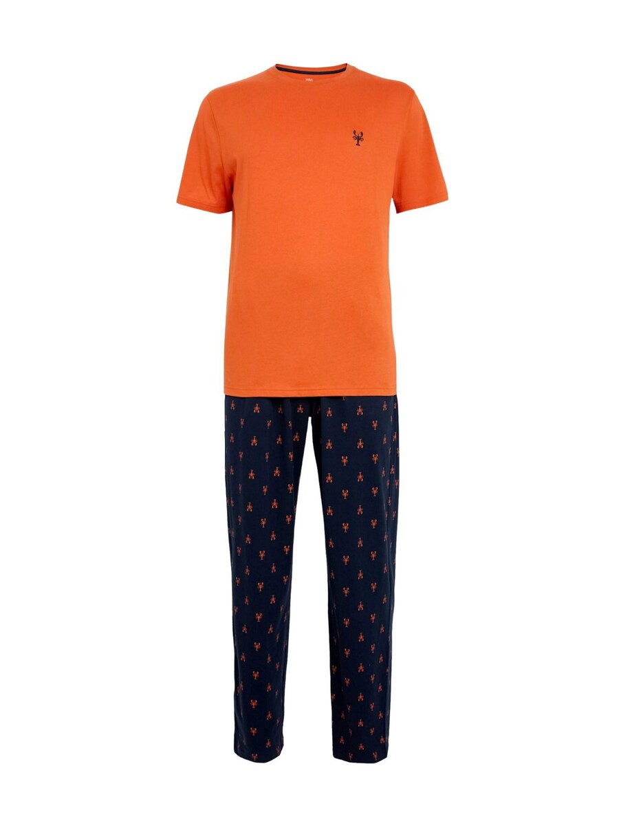 

Пижама Marks & Spencer Long Pajamas, цвет Blue/Orange