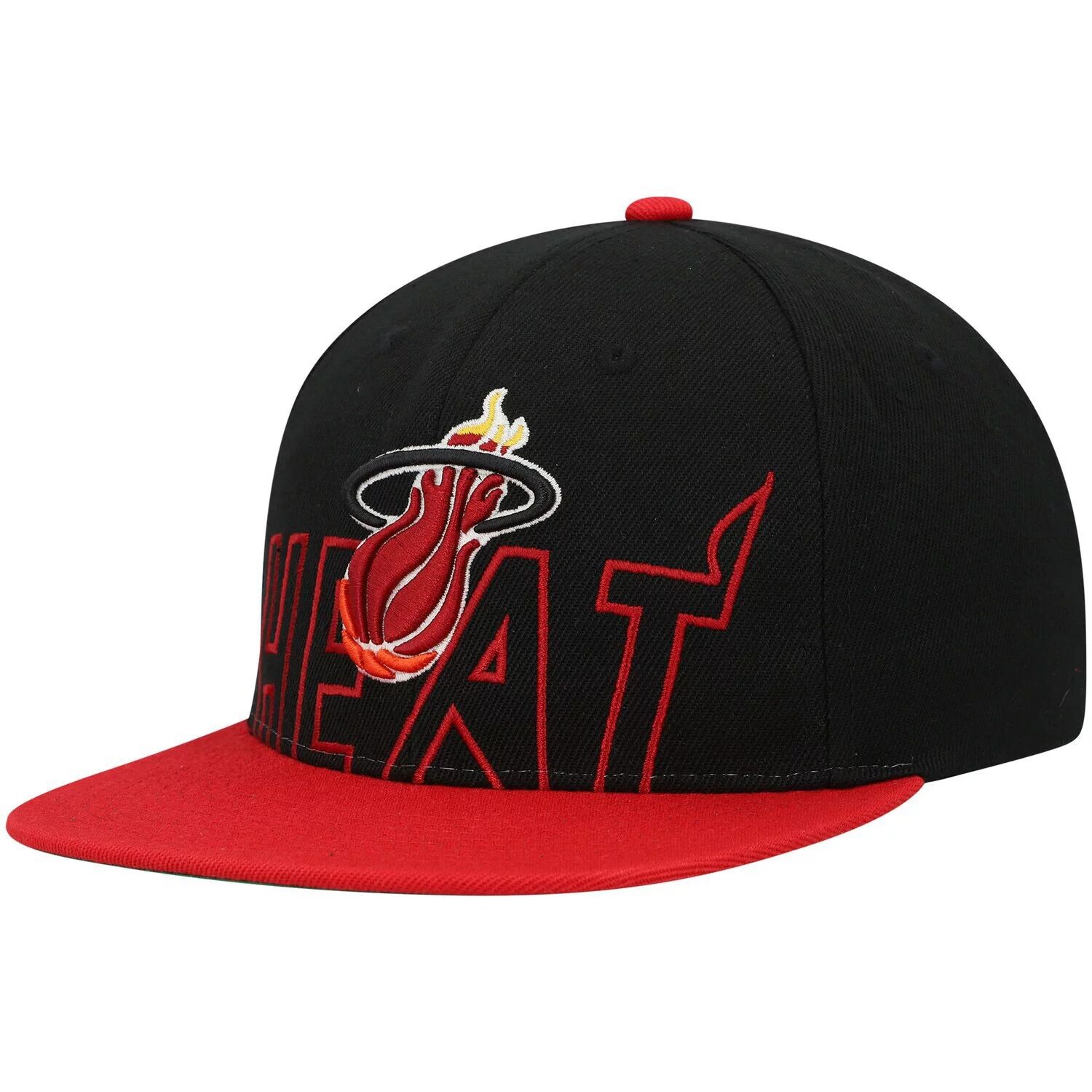 

Мужская классическая шляпа Snapback Mitchell & Ness черного/красного цвета из твердой древесины с большим лицом и низким вырезом