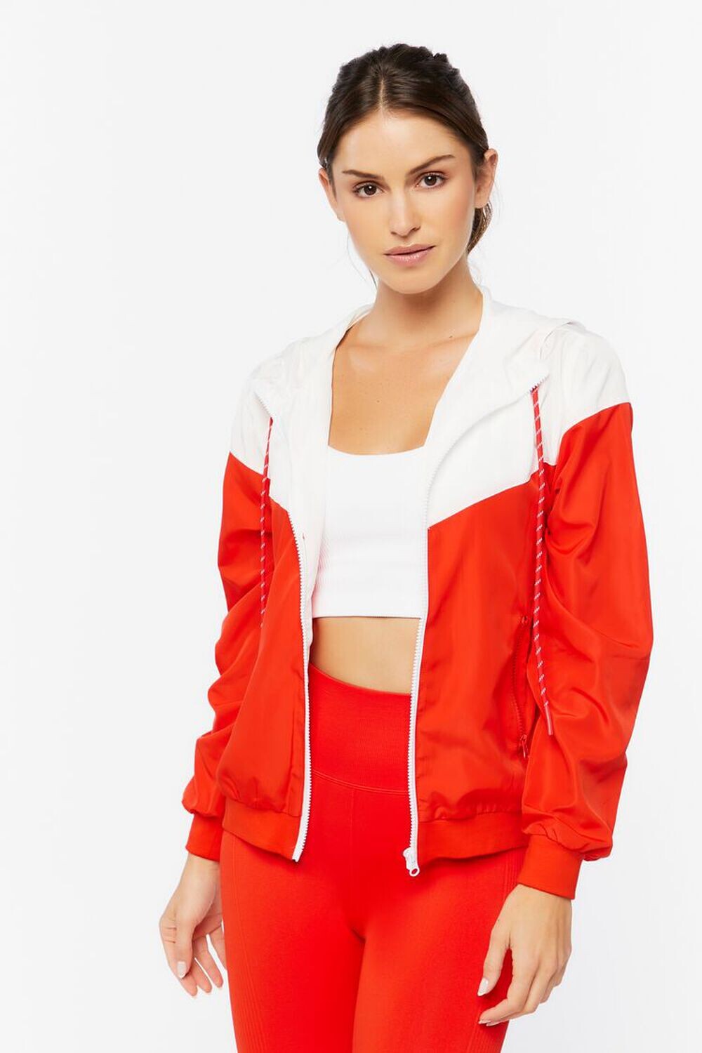 

Ветровка Active с капюшоном на молнии Forever 21, красный