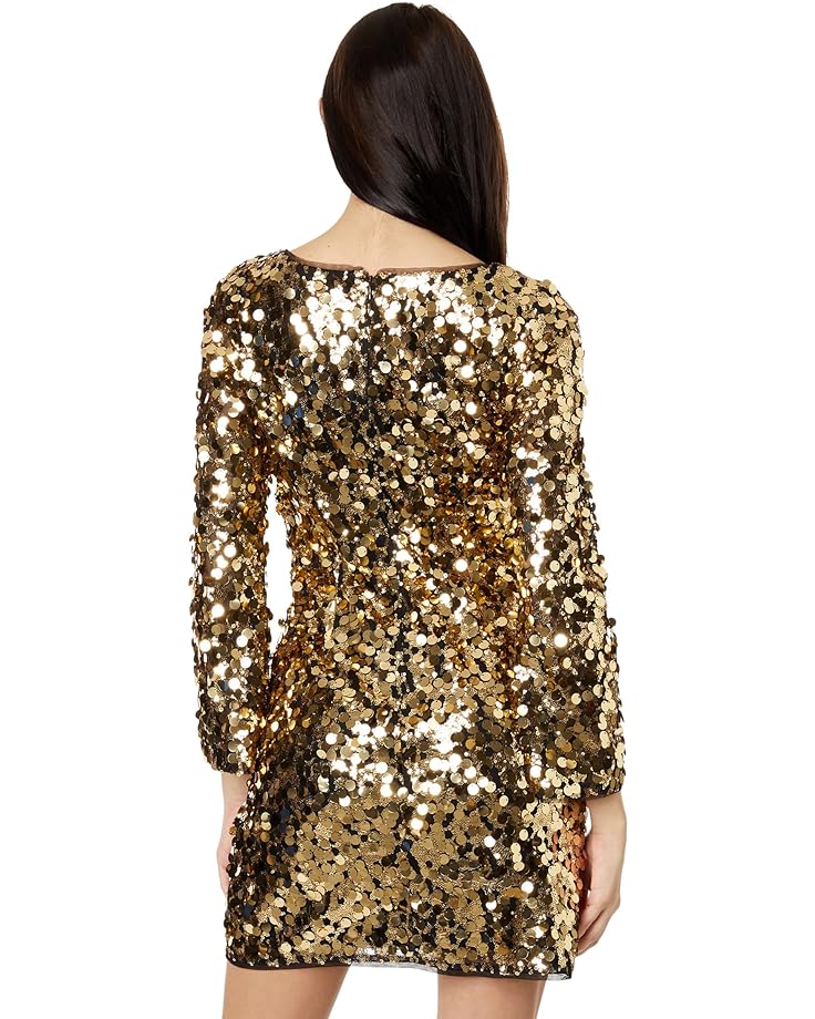 Платье Adrianna Papell Stretch Sequin Long Sleeve Shshaeth Dress, золотой