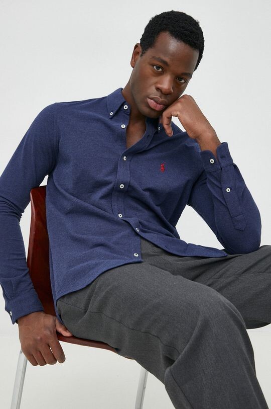 

Хлопковая рубашка Polo Ralph Lauren, темно-синий
