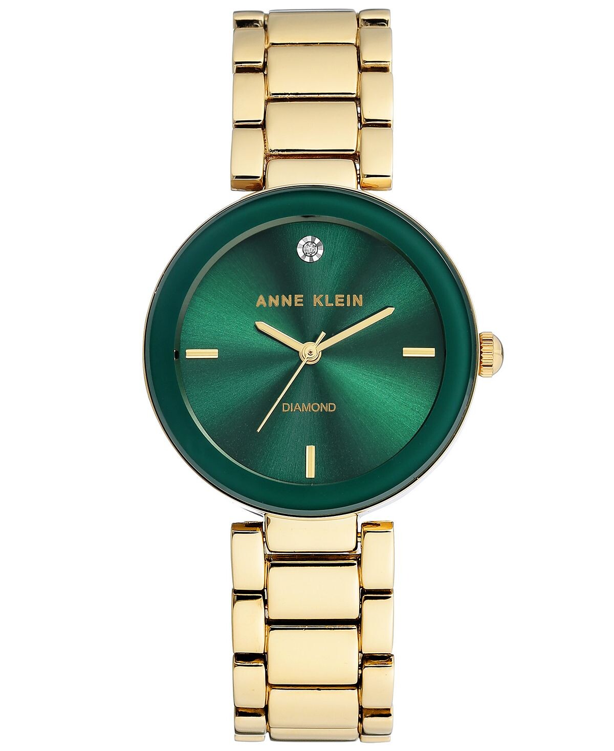 

Женские золотистые часы-браслет с бриллиантами, 32 мм Anne Klein, зеленый