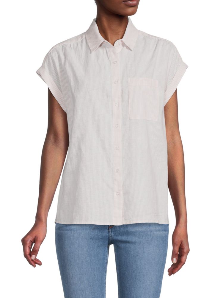 Рубашка из смесового льна Saks Fifth Avenue, цвет Candice Stripe