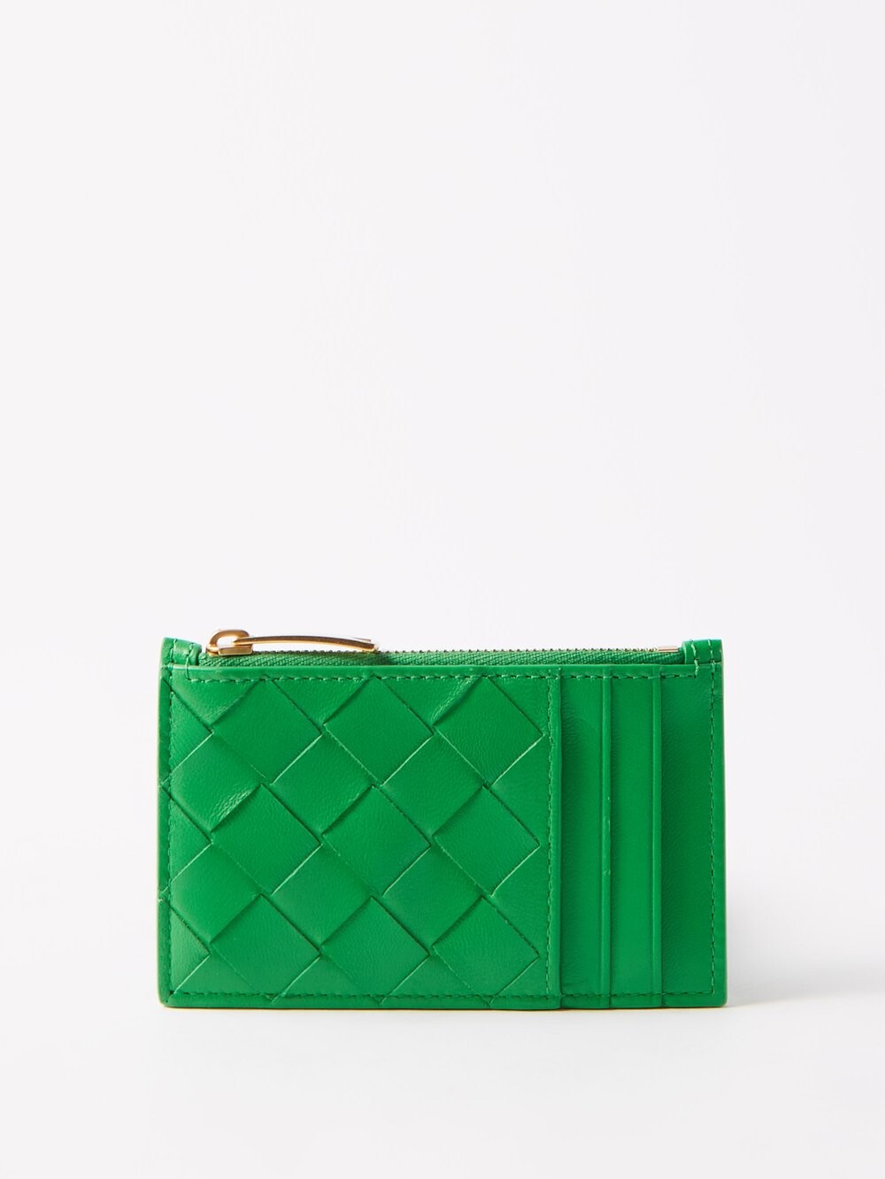 

Визитница из кожи intrecciato на молнии Bottega Veneta, зеленый