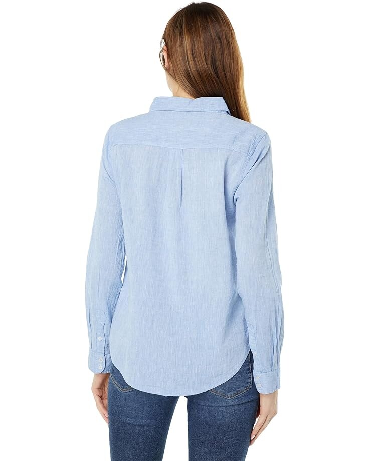 

Рубашка Dylan by True Grit Taylor Cotton Linen Long Sleeve Button-Up Shirt, цвет Chambray