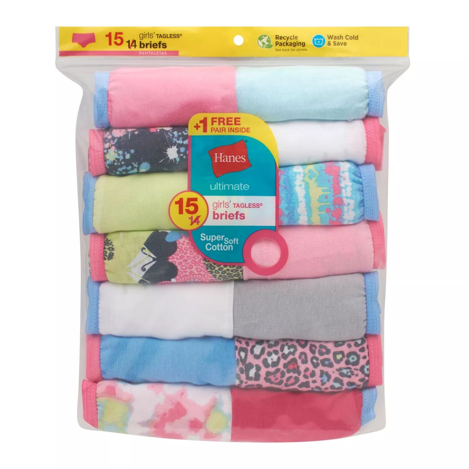 

Девочки 4–14 лет Hanes, 14 шт. + 1 бонусная пара трусиков Hanes
