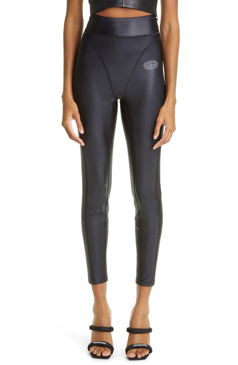 

Укороченные леггинсы с высокой талией Active Panty Line ALEXANDER WANG, черный