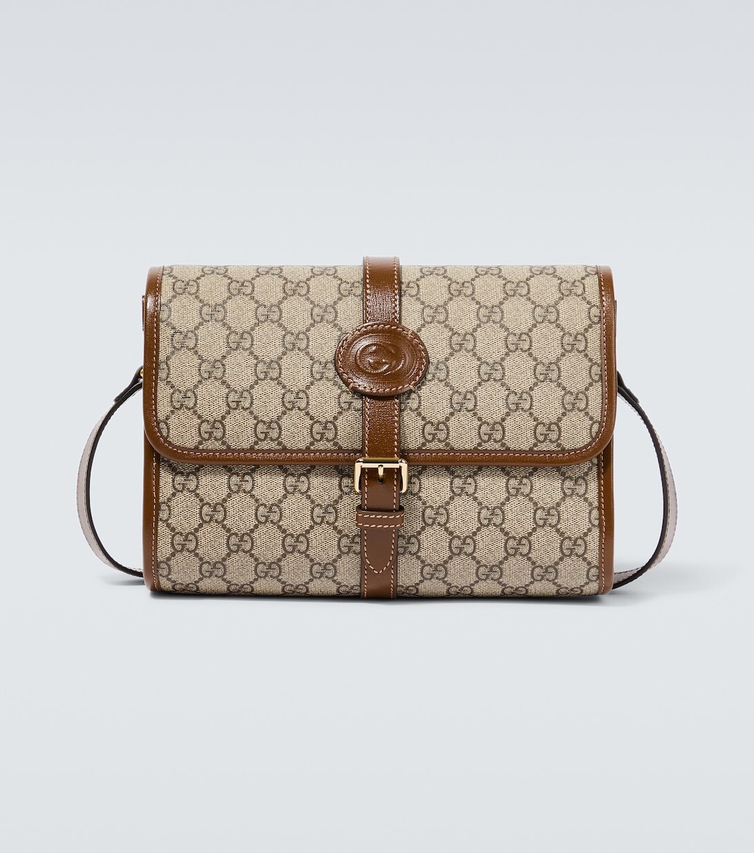 

Сумка-мессенджер с узором GG Gucci, бежевый