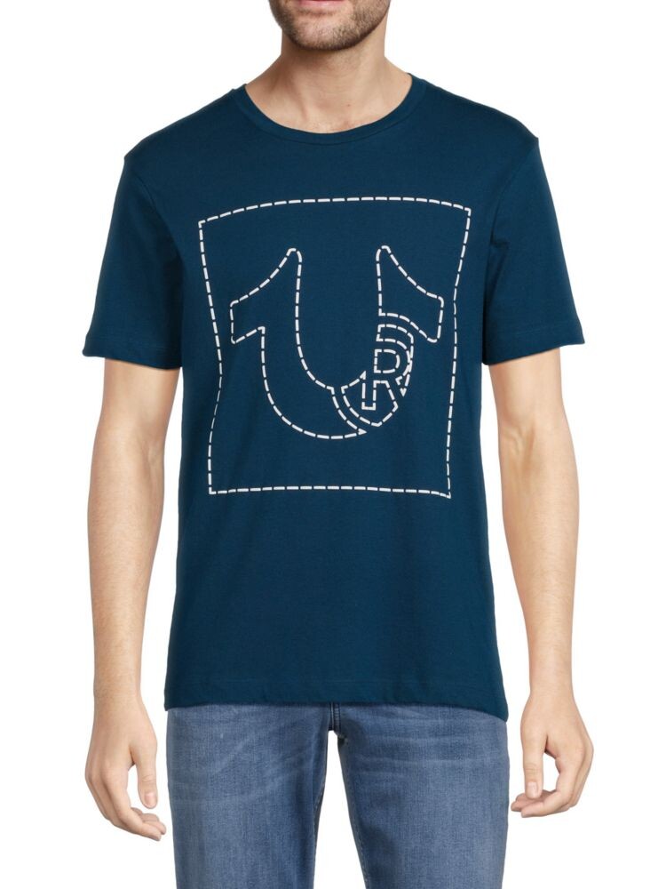

Футболка с круглым вырезом с пышной вышивкой True Religion, цвет Poseidon