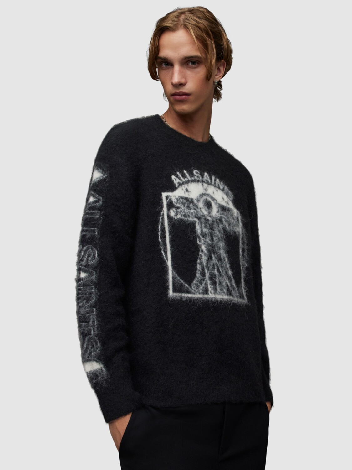 

Вязаный джемпер с круглым вырезом Insignia AllSaints, черный/мульти