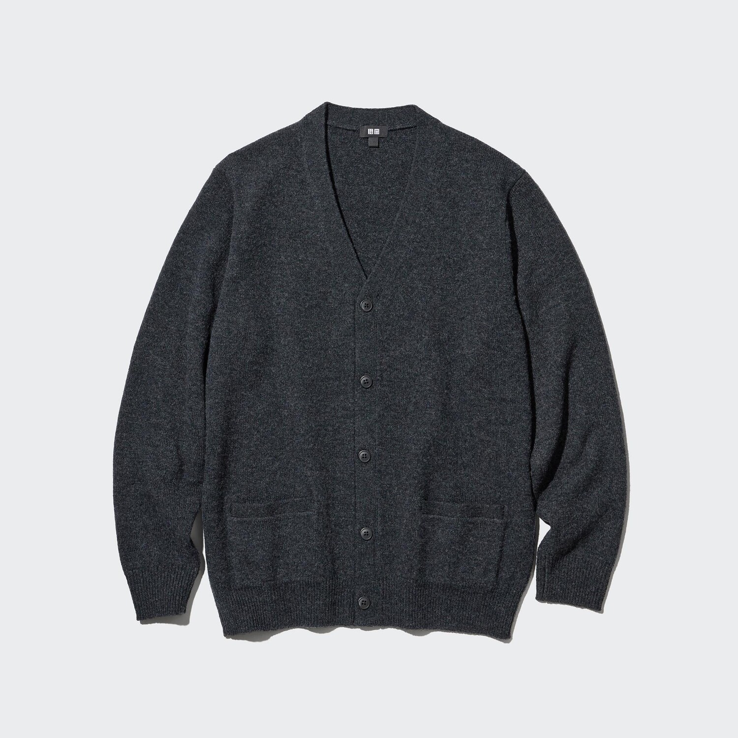 

Кардиган премиум шерсти с v-образным вырезом UNIQLO, темно-серый