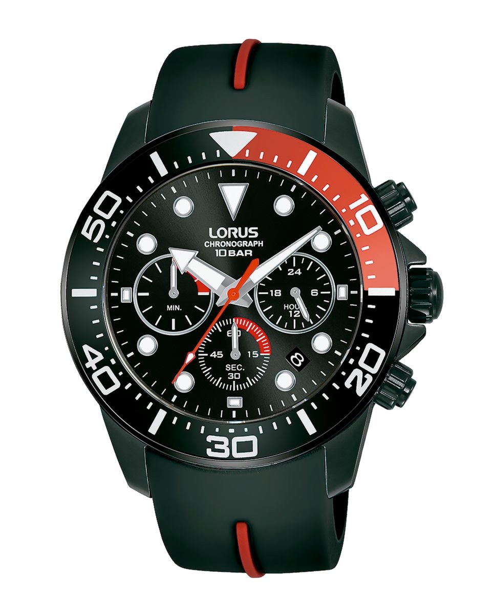 Мужские силиконовые часы Sport man RT347JX9 с черным ремешком Lorus, черный