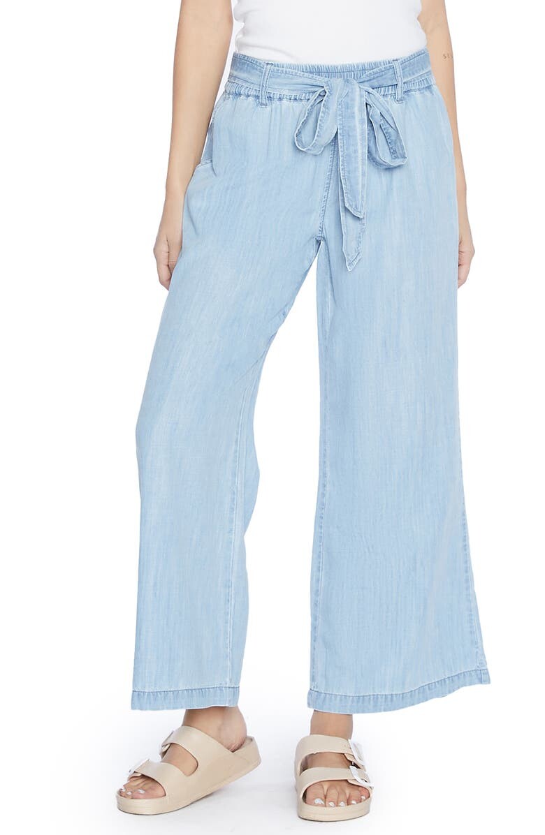 

Широкие укороченные брюки из мягкой джинсовой ткани WASH LAB DENIM