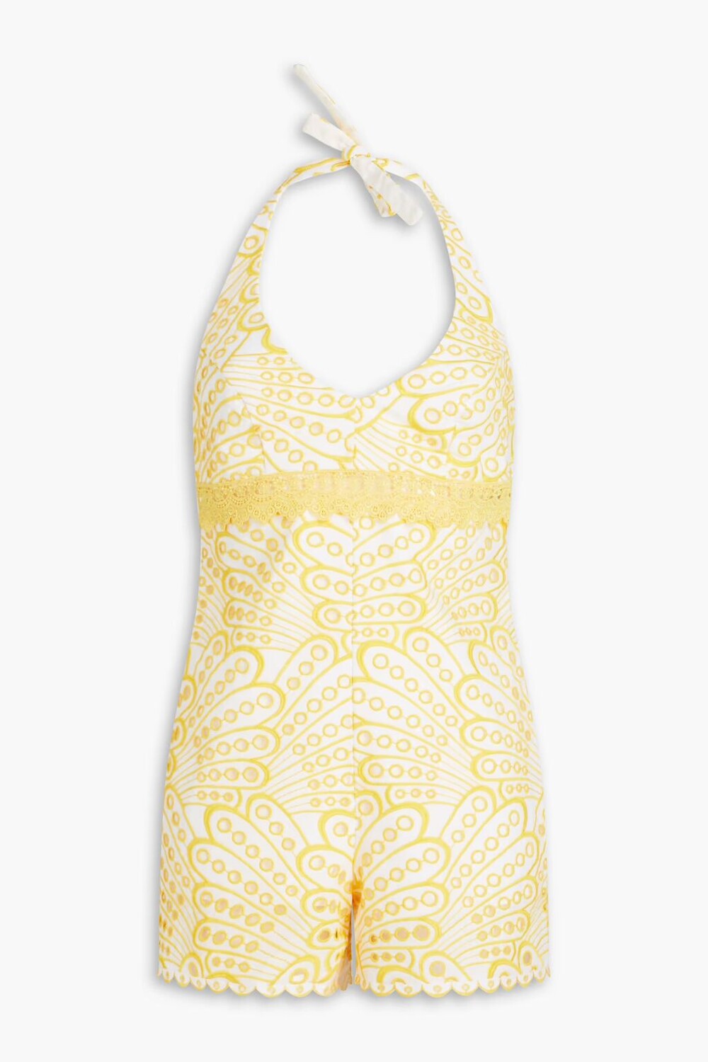 

Комбинезон Broderie Anglaise из смесового хлопка с воротником-хомутом Charo Ruiz Ibiza, желтый