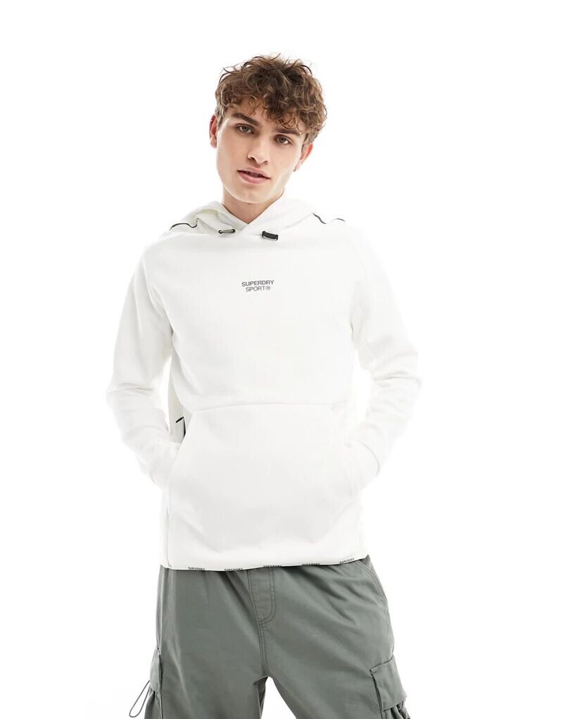 

Новое белое меловое худи свободного кроя с логотипом Superdry Sport