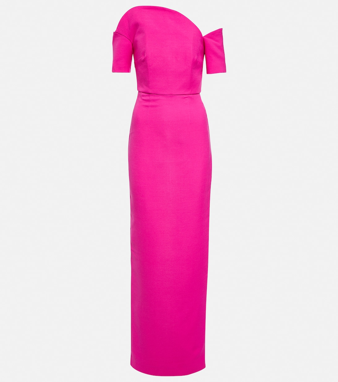 цена Платье макси асимметричного кроя из смесовой шерсти ROLAND MOURET, розовый