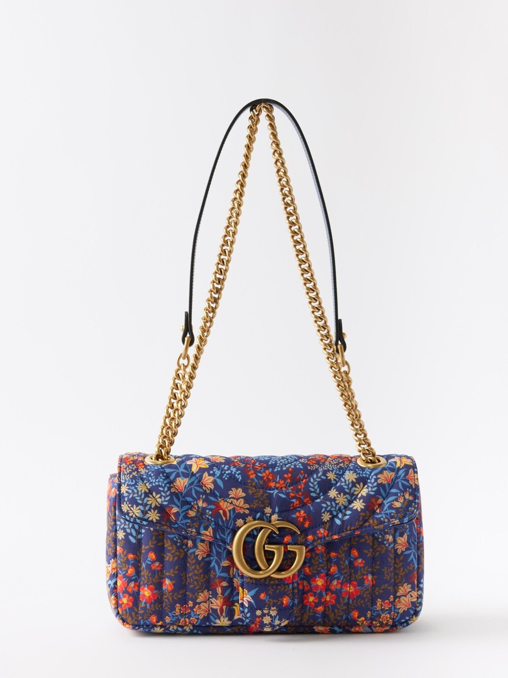 

Сумка на плечо из парусины gg-marmont с цветочным принтом Gucci, синий