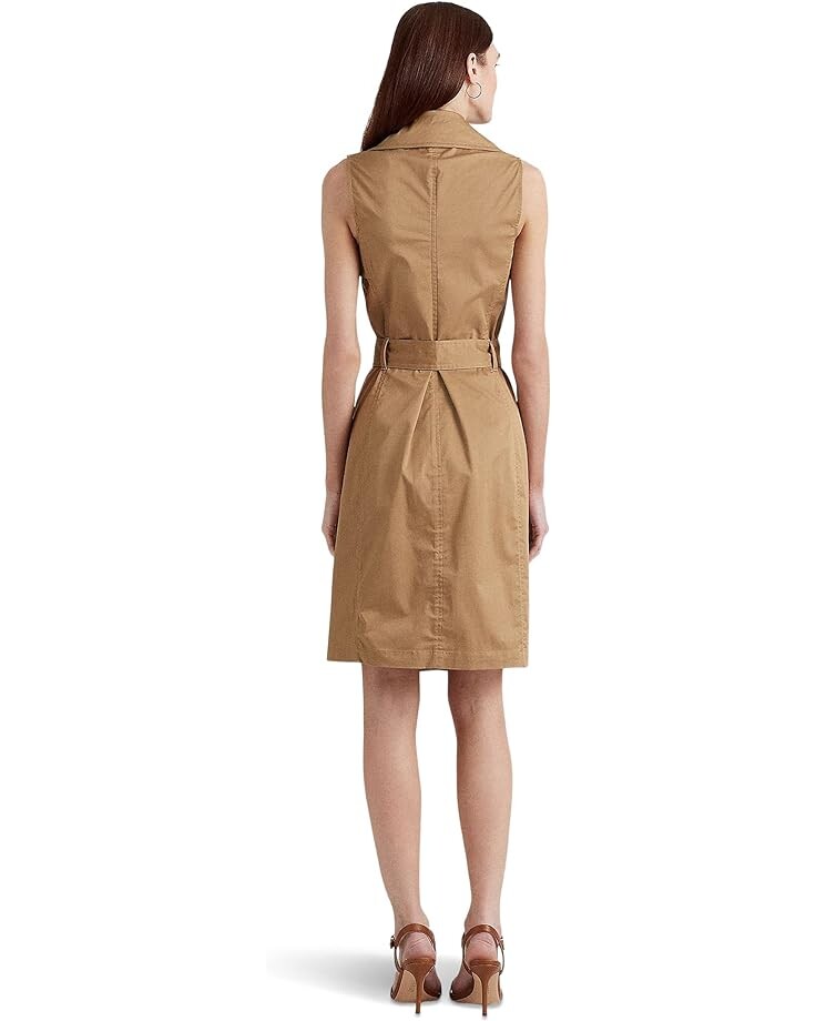 

Платье LAUREN Ralph Lauren Petite Micro-Sanded Twill Sleeveless Dress, цвет New Tan