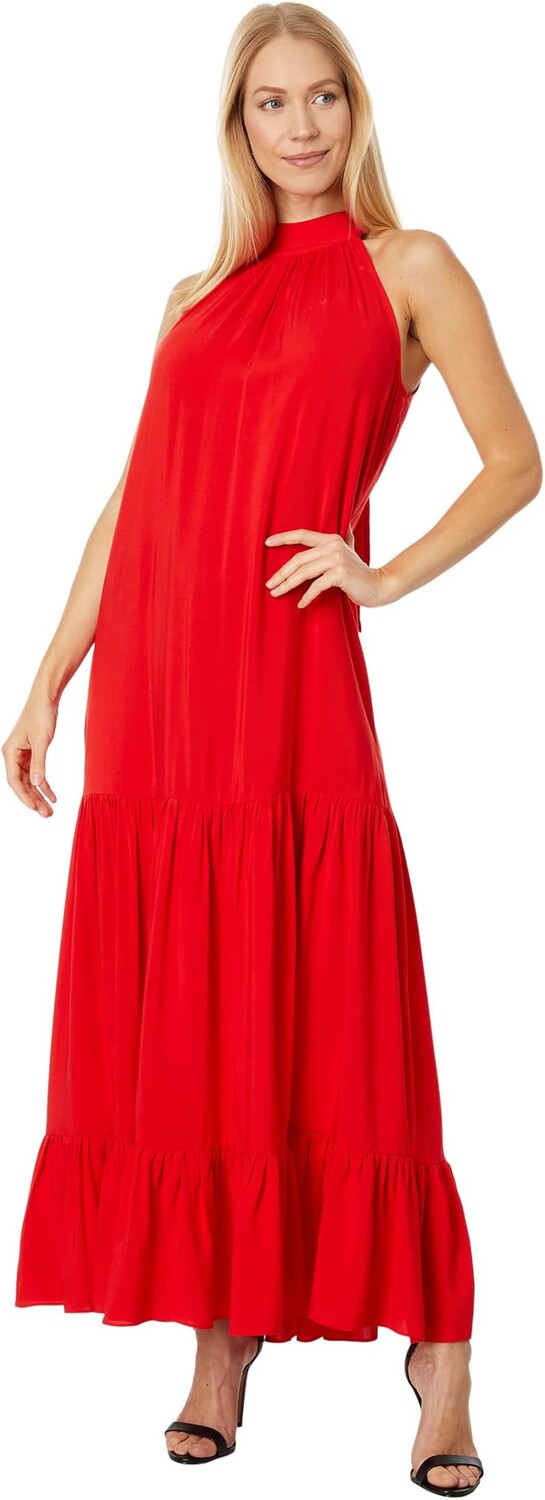 

Многоярусное платье макси с вырезом Oscar Vince Camuto, цвет Lobster Red