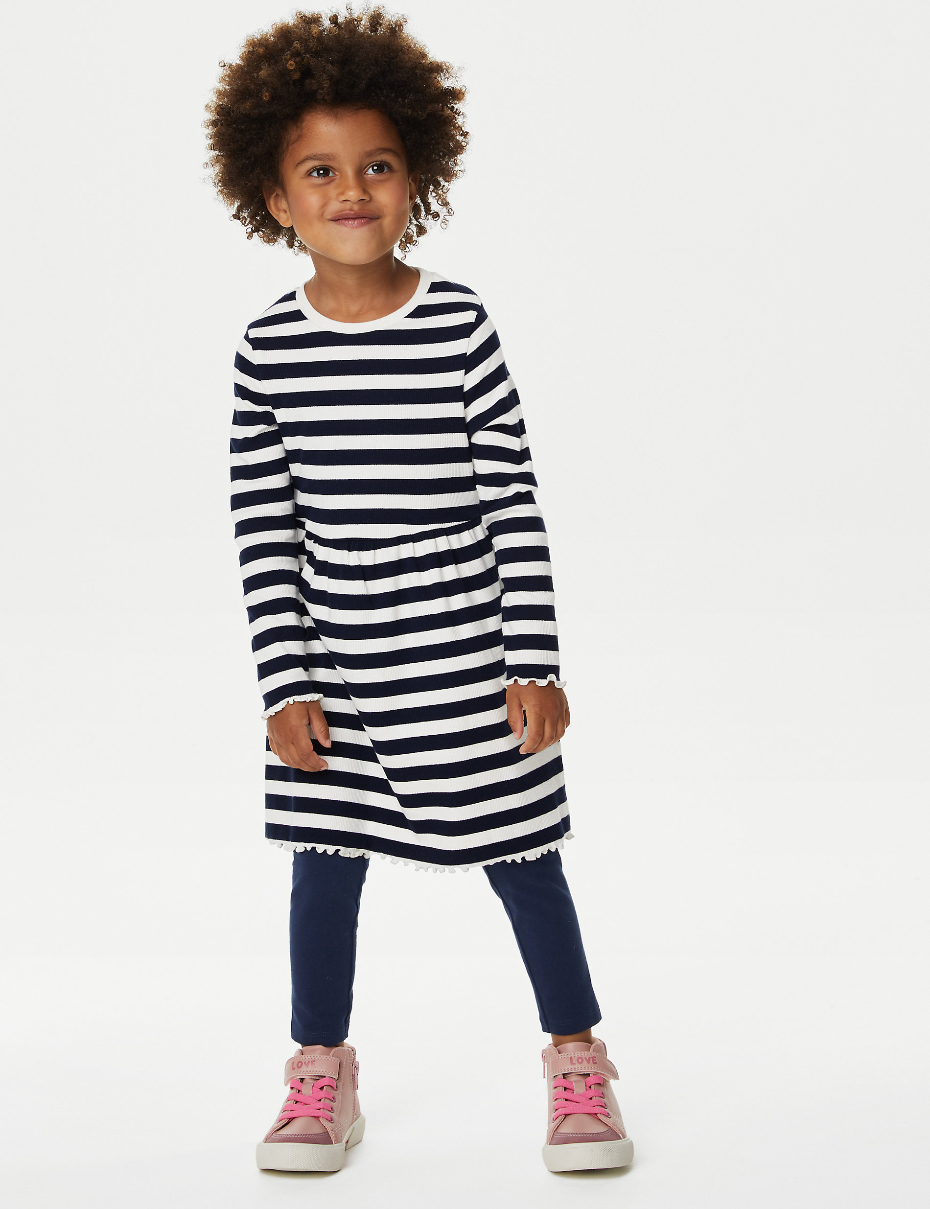 

Хлопковое платье в полоску (2–8 лет) Marks & Spencer, мульти