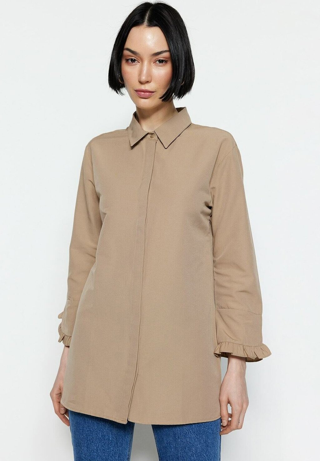 

Рубашка Trendyol Modest, бежевый
