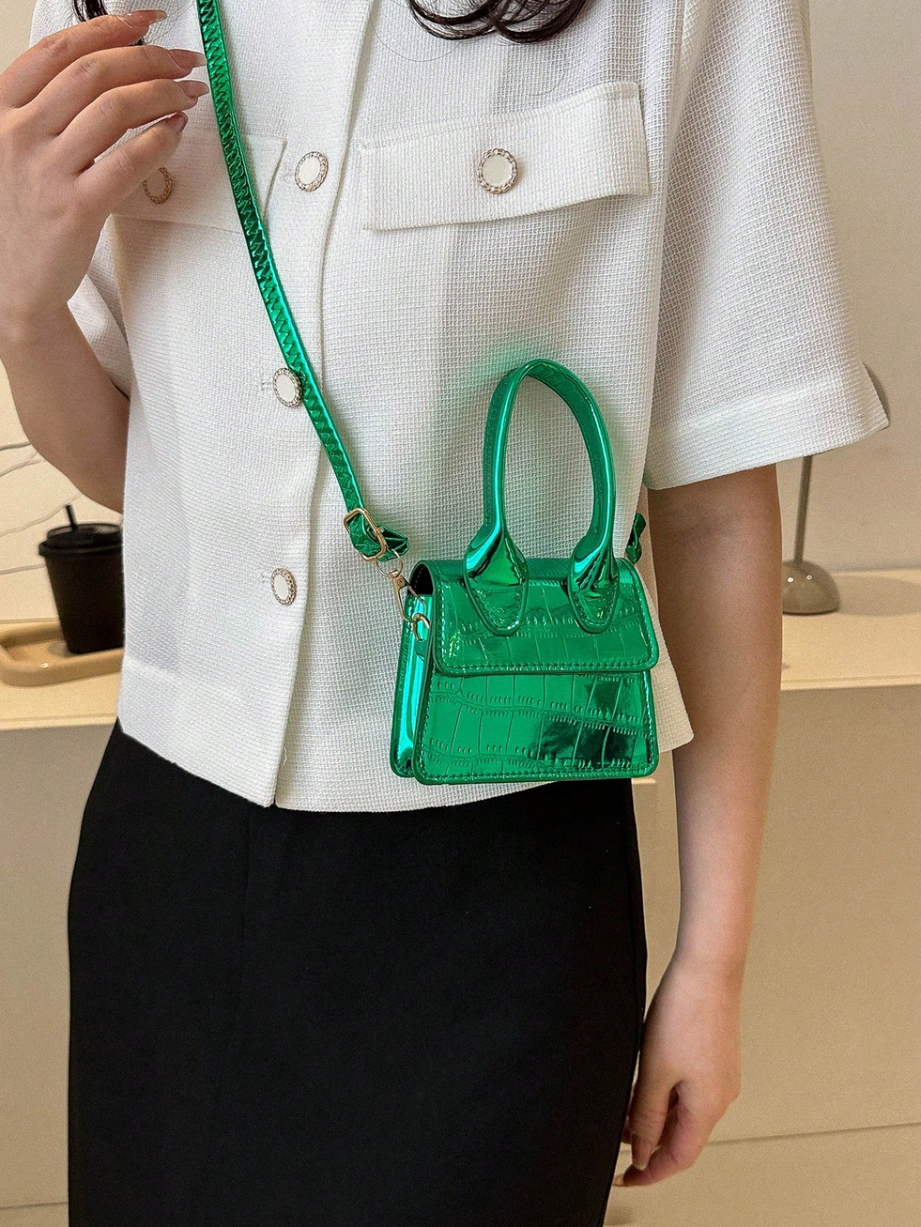 Женская модная корейская универсальная маленькая квадратная сумка через плечо, зеленый