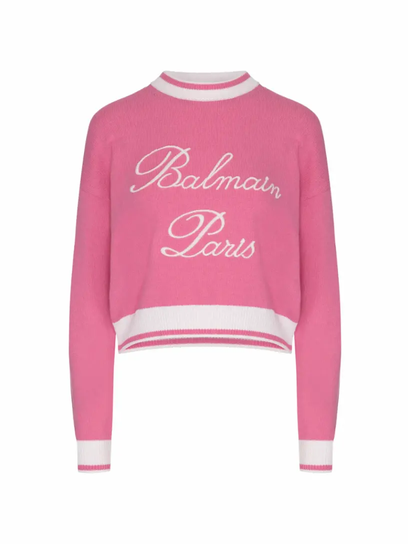 

Укороченный свитшот с логотипом Balmain, розовый