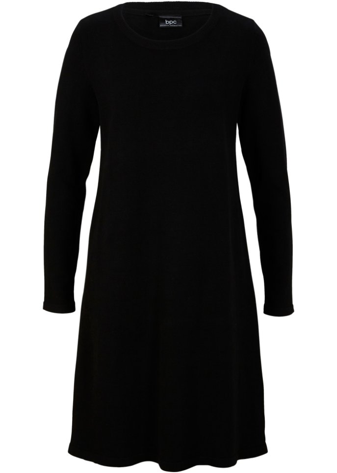Базовое трикотажное платье из переработанного хлопка Bpc Bonprix Collection, черный свитер из переработанного хлопка bpc bonprix collection зеленый