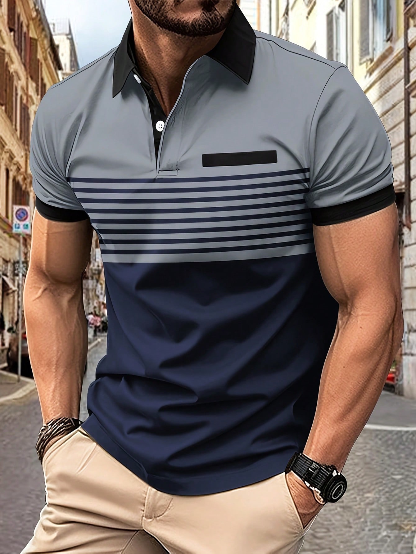 Мужская рубашка-поло контрастного цвета Manfinity Homme, многоцветный рубашка поло для мальчика в полоску 80434 мош20 36 140