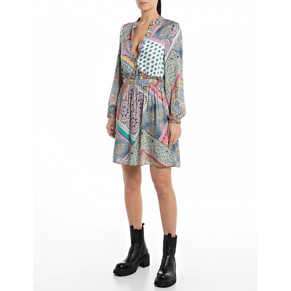 

Короткое платье Replay W9058 .000.74056 Long Sleeve, разноцветный