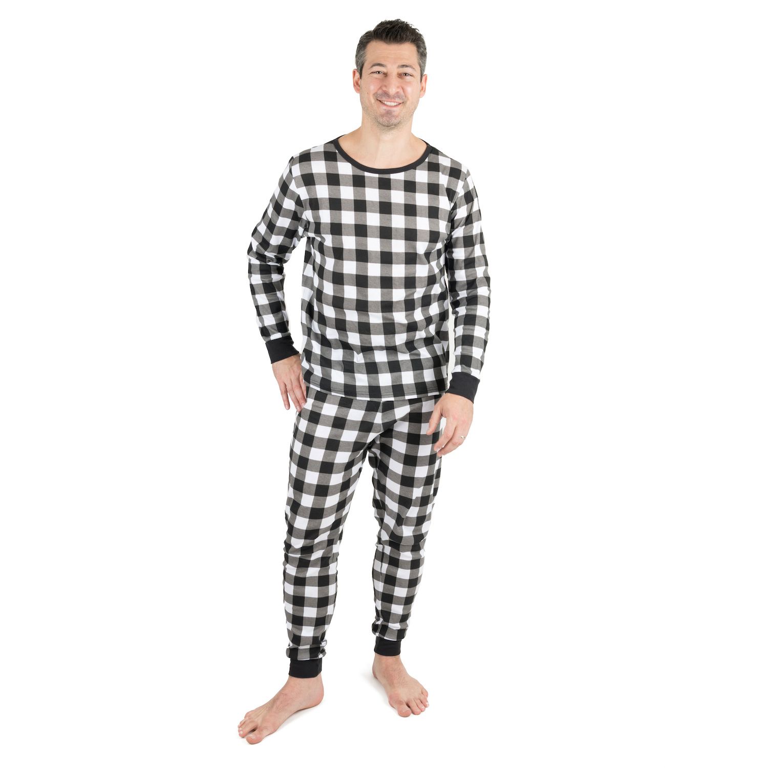 Мужская хлопковая пижама из двух частей Leveret в клетку