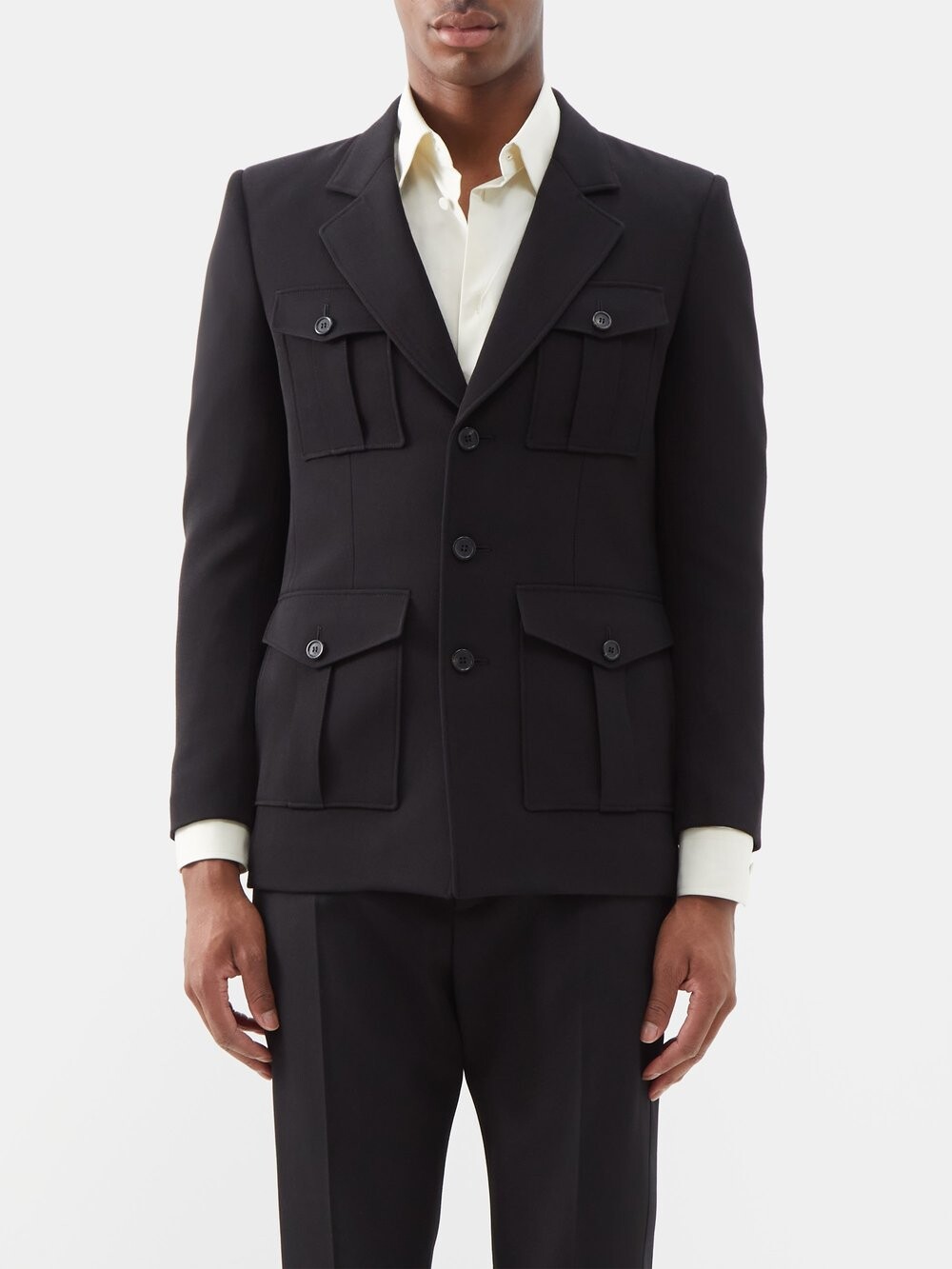 

Шерстяная куртка с карманами Saint Laurent, черный