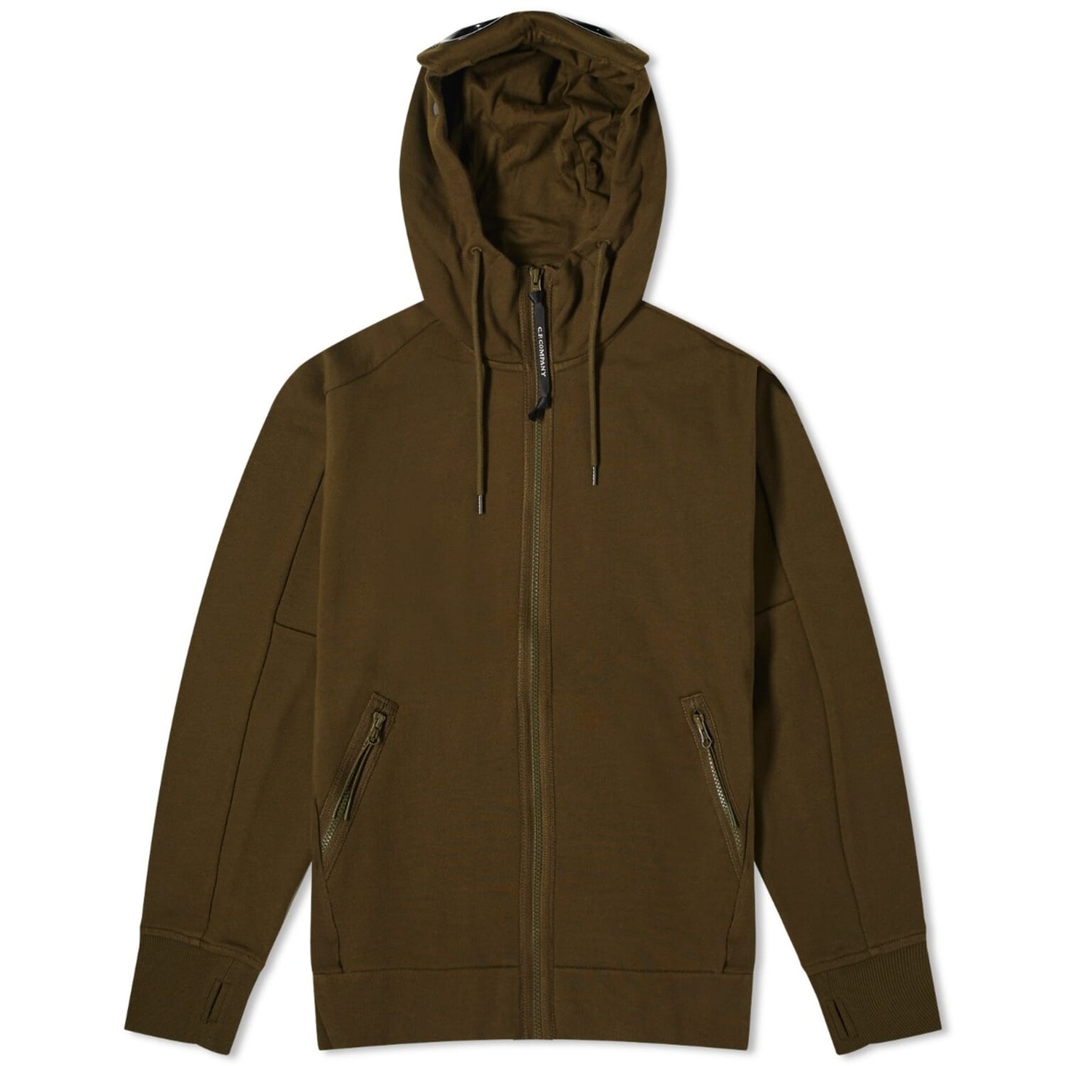 

Худи C.P. Company Diagonal Raised Fleece Goggle Zipped, цвет Ivy Green