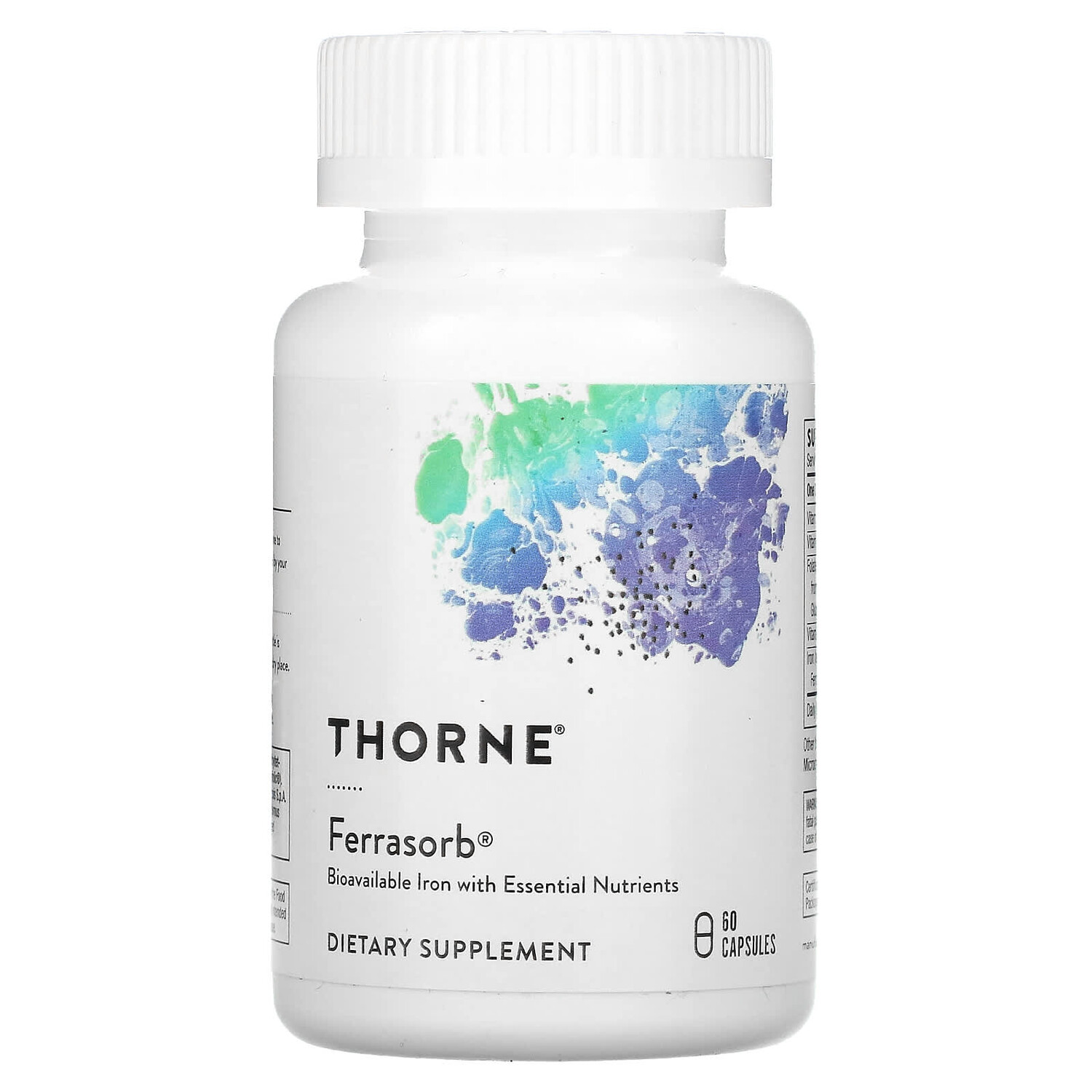 

Ferrasorb, железо с кофакторами, 60 капсул, Thorne