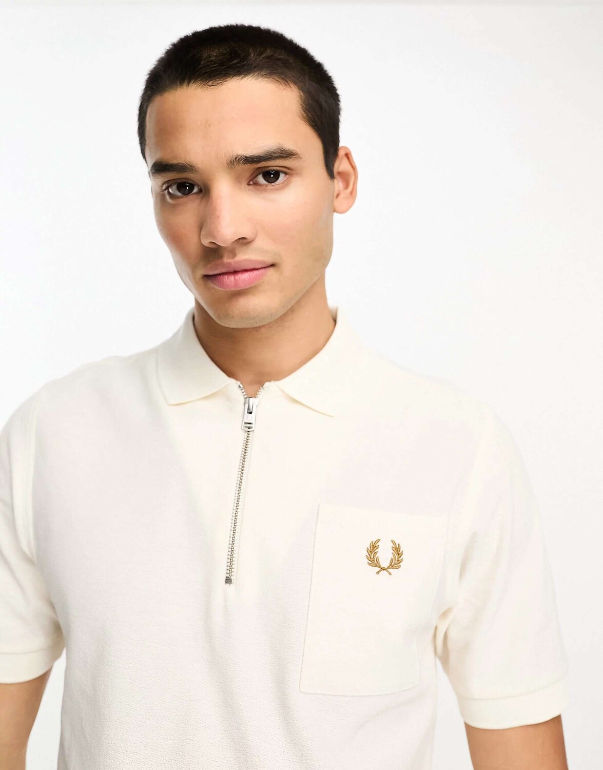 

Текстурированная рубашка-поло с воротником на молнии от Fred Perry